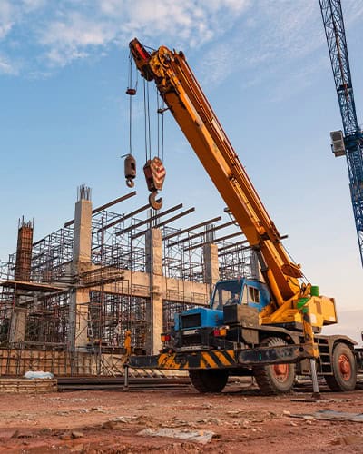 A picture of crane being used on construction site